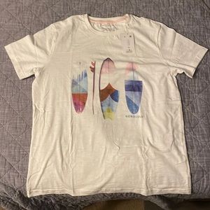 Denim &flower white T shirt